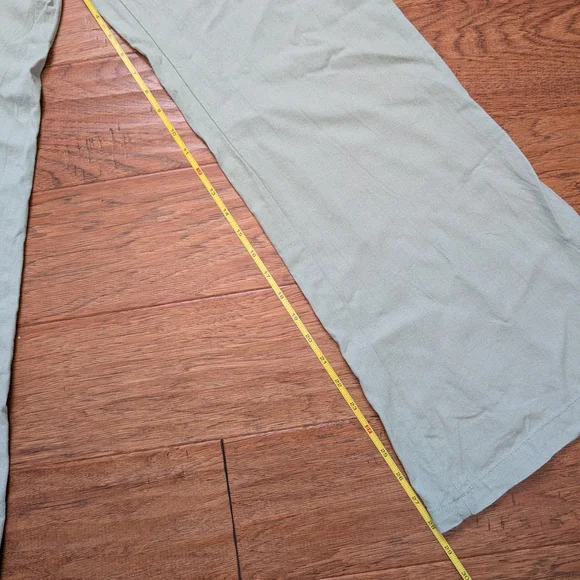 Sincerely Jules Women's Sage Green Linen Blend Elastic Waist Wide-Leg Pants - Picture 7 of 9